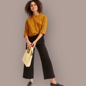 Everlane The Wide Leg Crop Pant Black 0